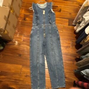 Nwt Madewell sleeveless ruffle denim jumpsuit